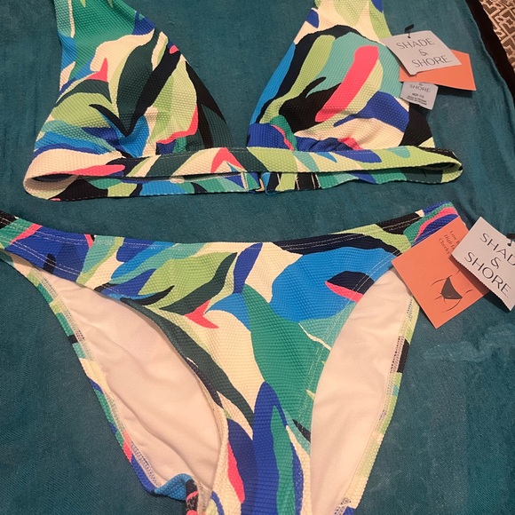 Floral Blue and Green Women's Bikini Set - Picture 5 of 7